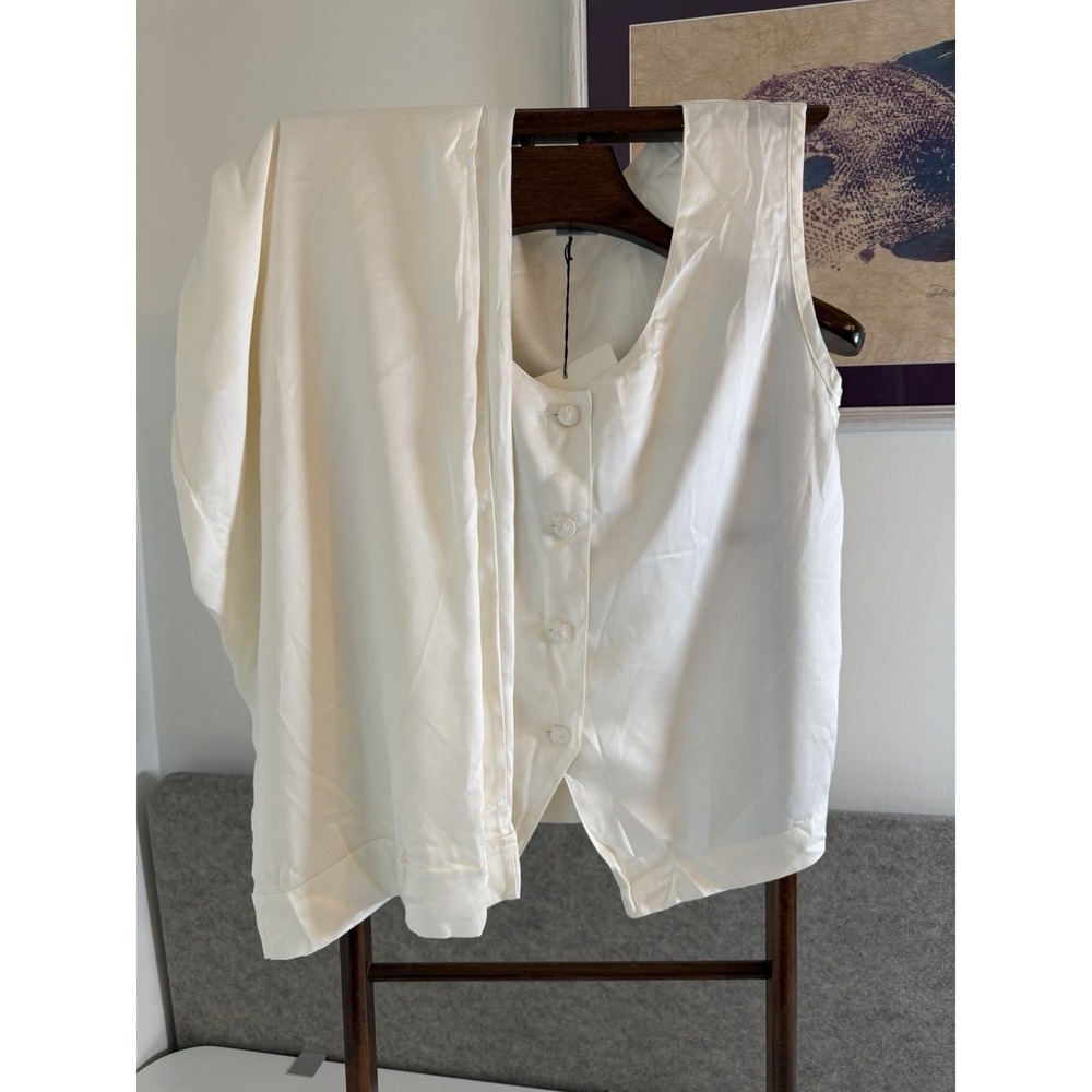 NWT SDH Legna Leona Button Tuxedo Pajama Set Cloud Ivory Medium Capri Italy